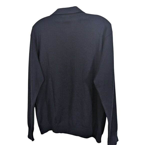 Montechiaro Italy Mens Large Merino Wool Blend Sweater Navy Blue Quarter Zip - Picture 2 of 5